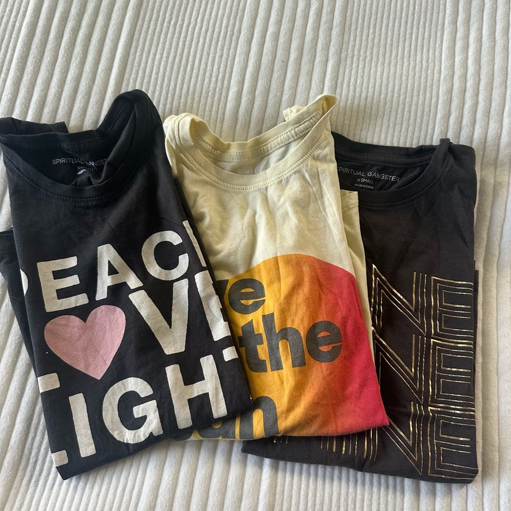 Spiritual Gangster Bundle muscle tanks with PEACE, LOVE, LIGHT, SHINE